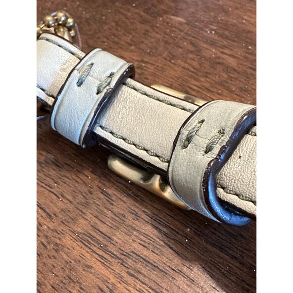 Coach Leather Keychain Brass lanyard wristlet Small Tag Wrist Strap green blue - Picture 8 of 9